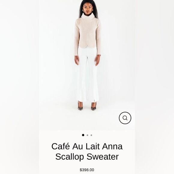 Chloé Kristyn Café Au Lait Anna Scallop Sweater, NWT, Size L - Picture 7 of 15